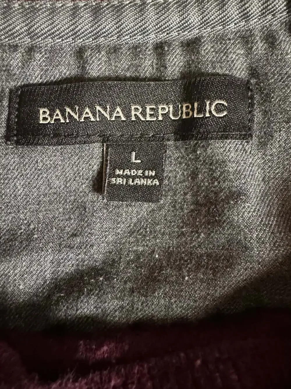 Banana Republic Men’s L Burgundy Long Sleeve Solid Henley Knit T-Shirt Button
